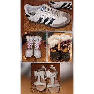 Lot of 4-Preowned Toddler Girl Shoes-Adidas Sambas-Boots-Sandals-Size 7 & 7.5